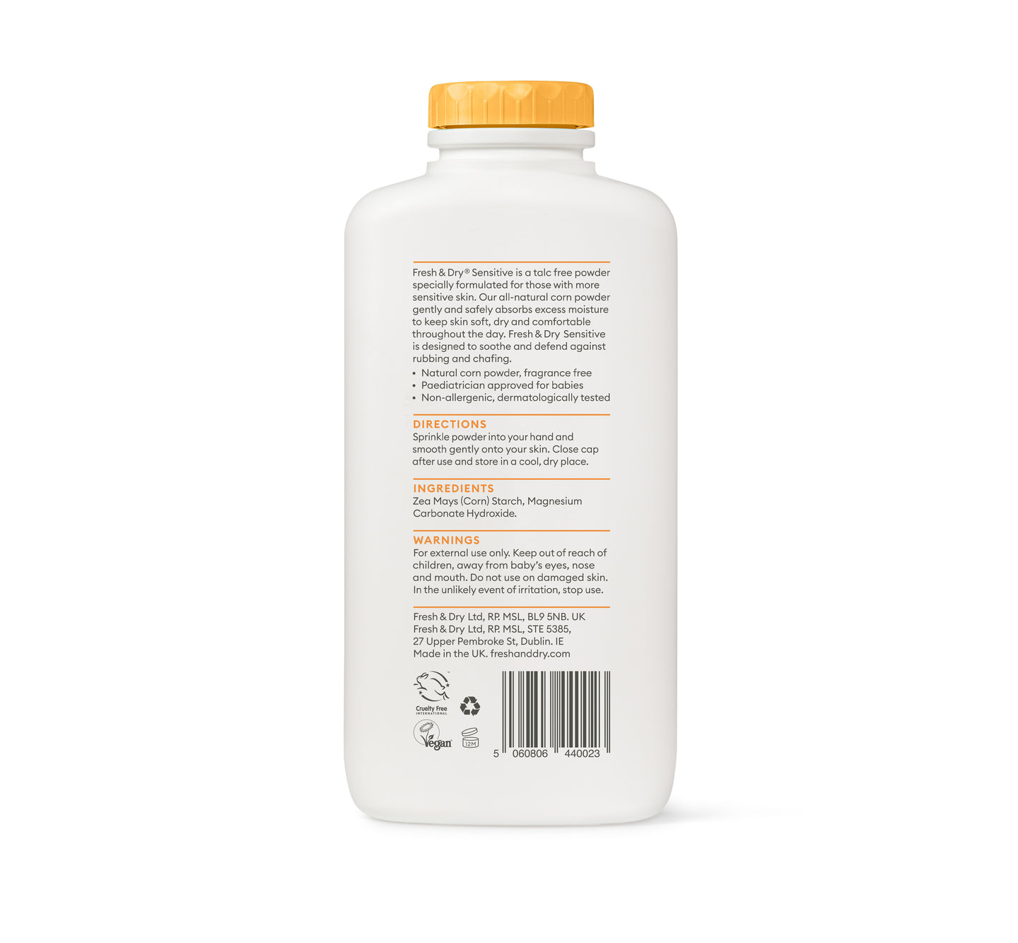Fresh & Dry Sensitive Unscented Talc Free Body Powder 250g