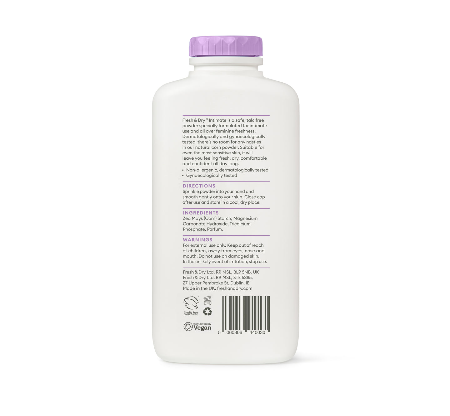 Fresh & Dry Women's Intimate Talc Free Body Powder 250g