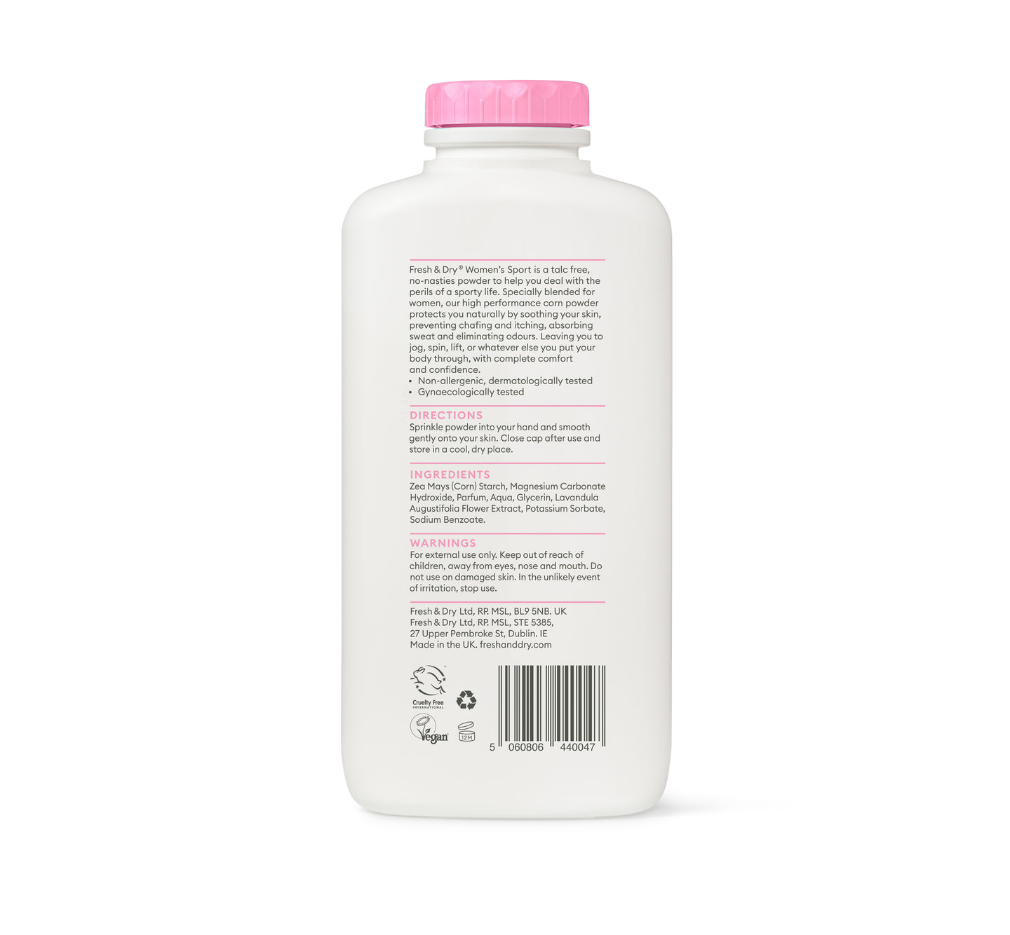 Fresh & Dry Women's Sport Talc Free Body Powder 250g