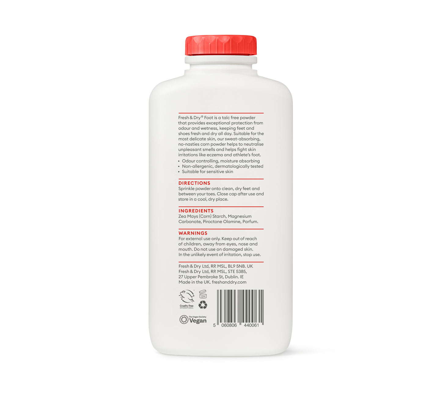 Fresh & Dry Talc Free Foot and Shoe Powder 250g