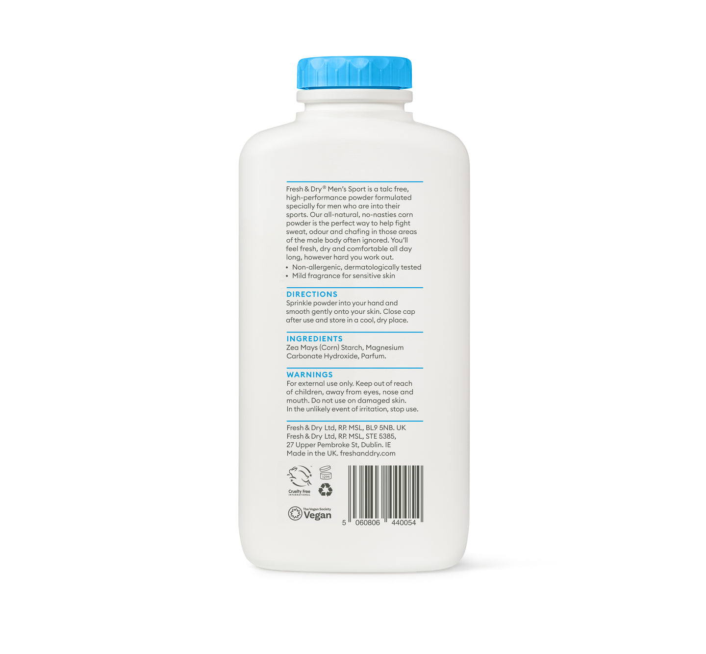 Fresh & Dry Men's Sport Talc Free Body Powder 250g